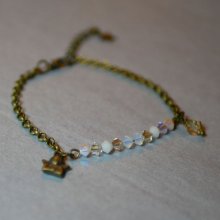 Bracelete de corrente fina branca e dourada