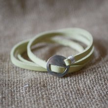Pulseira de couro Verde anis, embalagem tripla ajustável