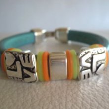 Pulseira de couro Regaliz Turquoise Love 