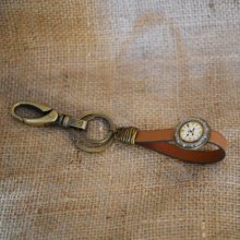 Porta-chaves em pele com cabochon Gousset 