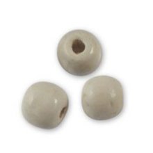 Contas redondas de madeira Ecru 10mm x 10