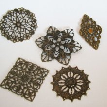 Conjunto de 5 estampas de bronze envelhecido de várias formas